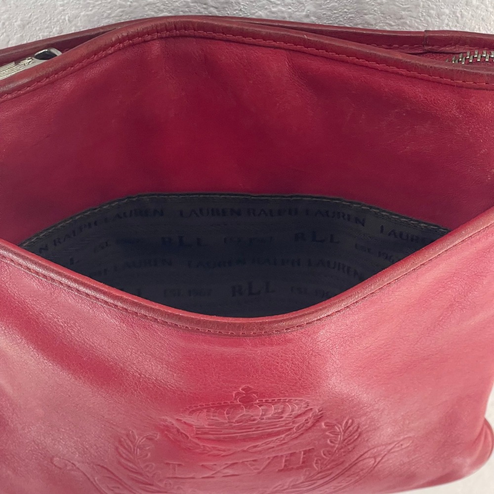 Ralph Lauren Leather Crossbody Red Crest‎ Logo LXVII Heritage Equestrian Purse - Picture 7 of 14